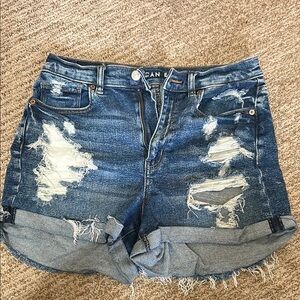 American Eagle Outfitters Blue Distressed Jean Shorts
